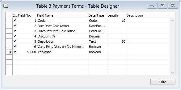 Table Designer in Dynamics NAV