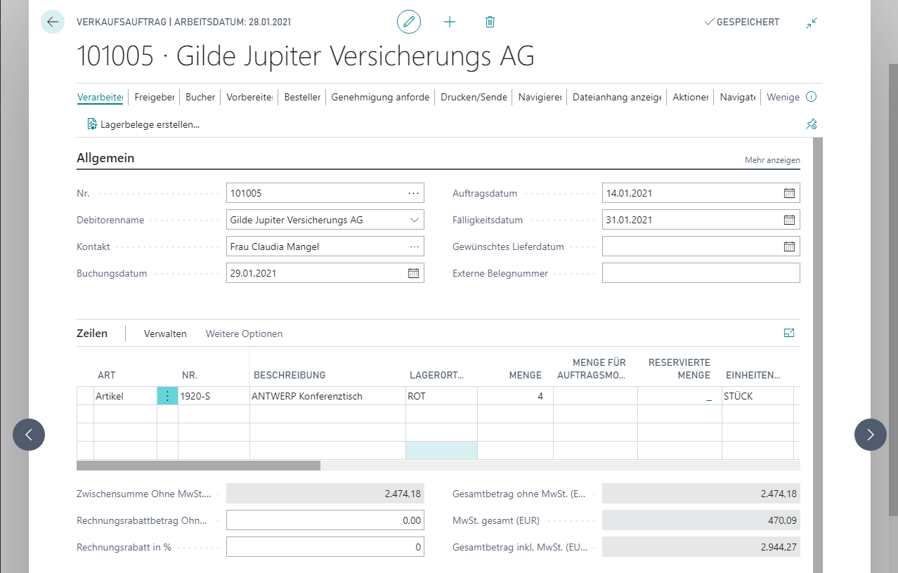 Verkaufsauftrag Gilde Jupiter Versicherungs AG