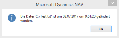 Die Datei 'C:\Test.txt' ist am 03.07.2017 um 9:51:20 geändert worden.